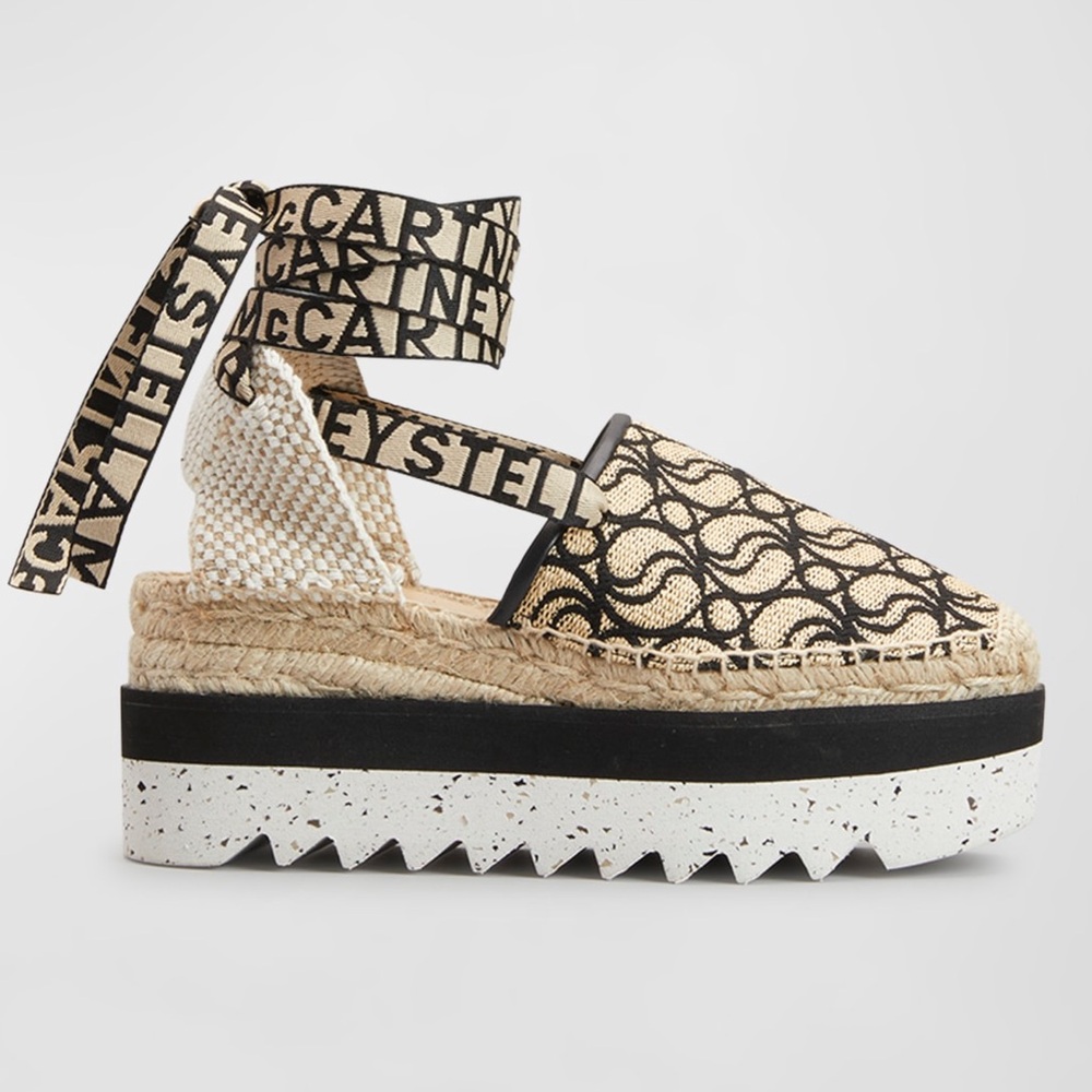 Stella McCartney Black and Natural Platform Espadrilles - Picture 6 of 15